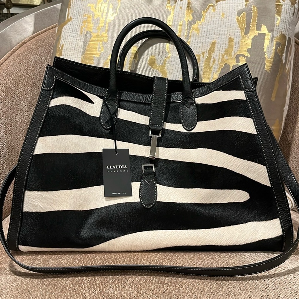 Claudia firenze zebra print leather handbag. New
